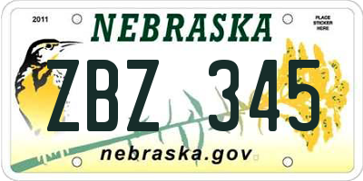 NE license plate ZBZ345