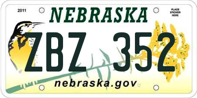 NE license plate ZBZ352