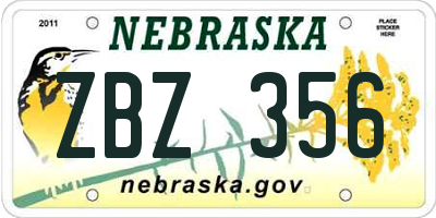 NE license plate ZBZ356