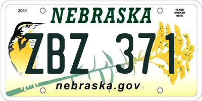 NE license plate ZBZ371