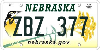 NE license plate ZBZ377