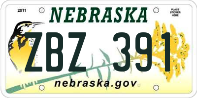 NE license plate ZBZ391
