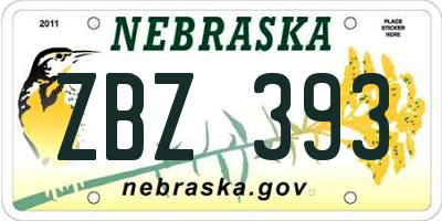 NE license plate ZBZ393