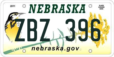 NE license plate ZBZ396