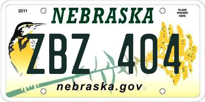NE license plate ZBZ404