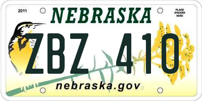 NE license plate ZBZ410
