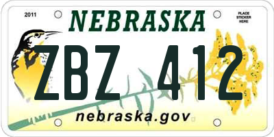 NE license plate ZBZ412