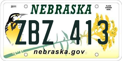 NE license plate ZBZ413