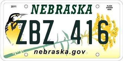 NE license plate ZBZ416