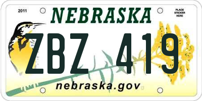NE license plate ZBZ419
