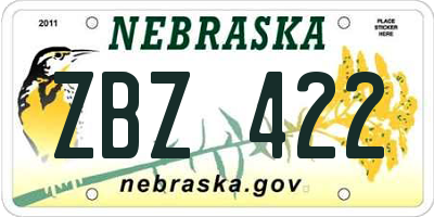 NE license plate ZBZ422