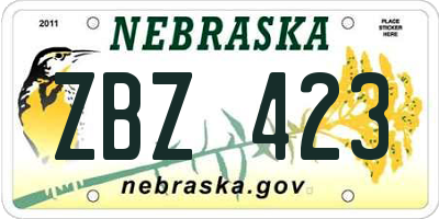 NE license plate ZBZ423