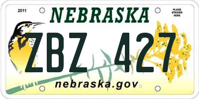 NE license plate ZBZ427