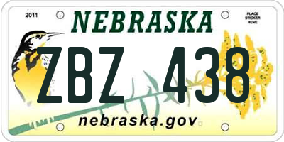 NE license plate ZBZ438
