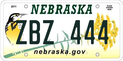 NE license plate ZBZ444