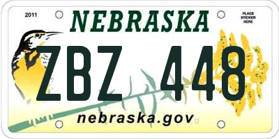 NE license plate ZBZ448