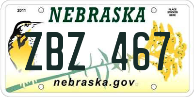NE license plate ZBZ467