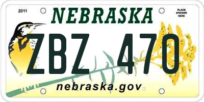 NE license plate ZBZ470
