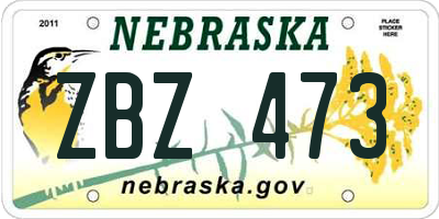 NE license plate ZBZ473