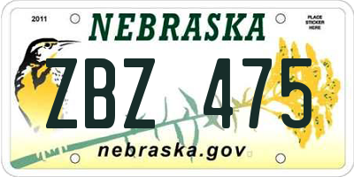 NE license plate ZBZ475