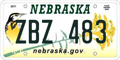 NE license plate ZBZ483