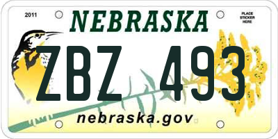 NE license plate ZBZ493