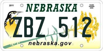 NE license plate ZBZ512