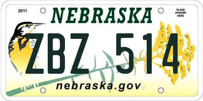 NE license plate ZBZ514