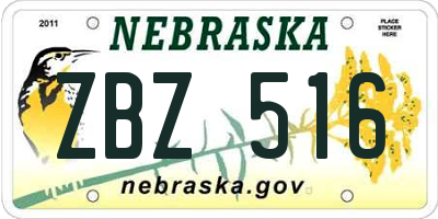 NE license plate ZBZ516