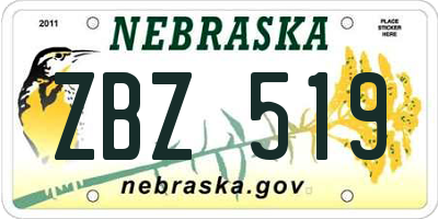 NE license plate ZBZ519