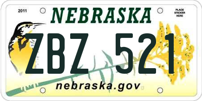 NE license plate ZBZ521