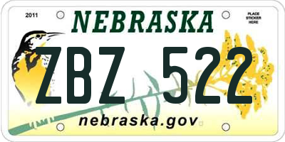 NE license plate ZBZ522