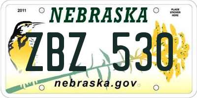 NE license plate ZBZ530