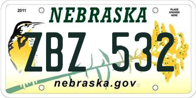 NE license plate ZBZ532