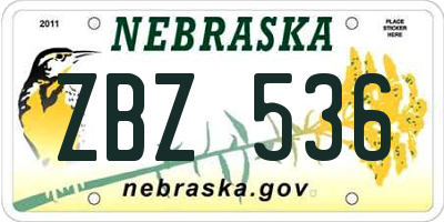 NE license plate ZBZ536