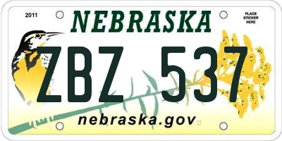 NE license plate ZBZ537