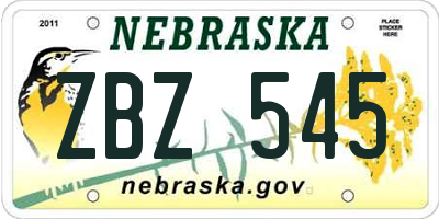 NE license plate ZBZ545