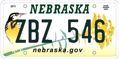 NE license plate ZBZ546