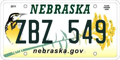 NE license plate ZBZ549