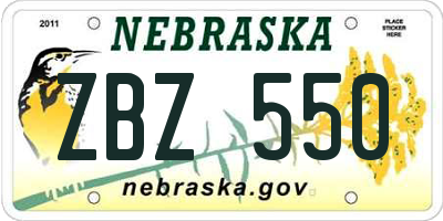 NE license plate ZBZ550