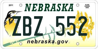 NE license plate ZBZ552