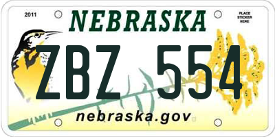 NE license plate ZBZ554