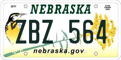 NE license plate ZBZ564