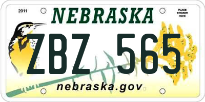 NE license plate ZBZ565