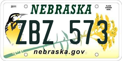 NE license plate ZBZ573