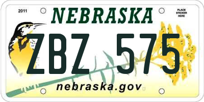NE license plate ZBZ575