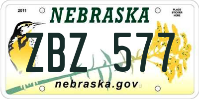 NE license plate ZBZ577