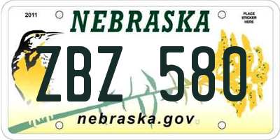NE license plate ZBZ580