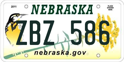 NE license plate ZBZ586