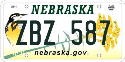 NE license plate ZBZ587
